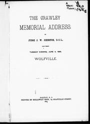The Crawley memorial address by J. W. Johnston