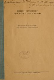 Cover of: British censorship and enemy publications