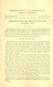 Cover of: Clam resources of the Ten Thousand islands, Fla.
