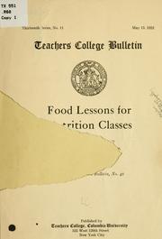 Cover of: Food lessons for nutrition classes