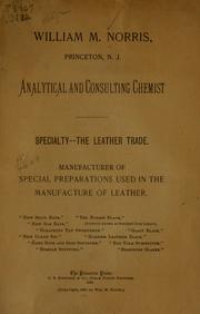 Cover of: [Circular of] William M. Norris, Princeton, N.J., analytical and consulting chemist