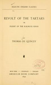 Cover of: Revolt of the Tartars by Thomas De Quincey