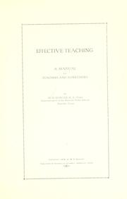 Cover of: Effective teaching by Marcus Homer Duncan