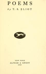 Cover of: Poems by T. S. Eliot