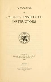 Cover of: A manual for county institute instructors.