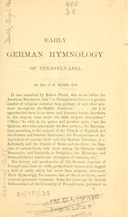 Cover of: Early German hymnology of Pennsylvania
