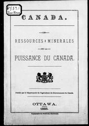 Cover of: Les ressources minérales de la puissance du Canada