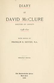 Cover of: Diary of David McClure: doctor of divinity, 1748-1820