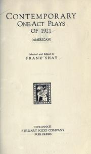 Cover of: Contemporary one-act plays of 1921: (American)