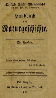 Cover of: Handbuch der Naturgeschichte by Johann Friedrich Blumenbach