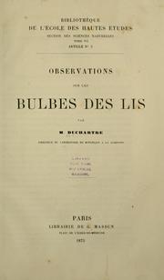Cover of: Observations sur les bulbes des lis.