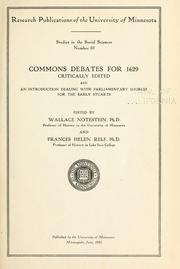 Cover of: Commons debates for 1629 by Notestein, Wallace