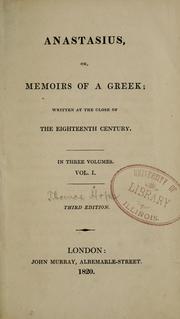 Cover of: Anastasius, or, Memoirs of a Greek by Thomas Hope