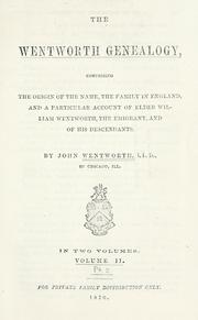 Cover of: The Wentworth genealogy