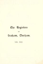 Cover of: The registers of Seaham, in the county of Durham