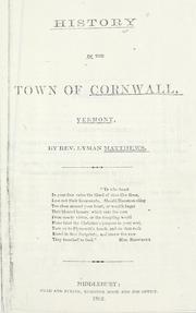 Cover of: History of the town of Cornwall, Vermont by Lyman Matthews
