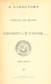 Directory of the alumni ... 1887, 1895 University of Rochester