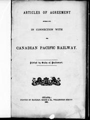 Cover of: Articles of agreement entered into in connection with the Canadian Pacific Railway |