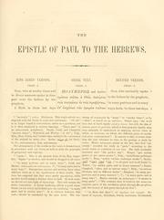 Cover of: The Epistle to the Hebrews: translated from the Greek, on the basis of the common English version ; with notes.