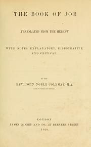 Cover of: The book of Job by by John Noble Coleman.