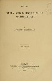 Cover of: On the study and difficulties of mathematics