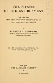 Cover of: The fitness of the environment by Lawrence Joseph Henderson