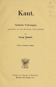 Cover of: Kant by Georg Simmel