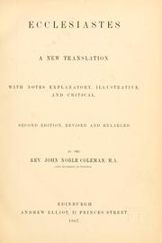 Cover of: Ecclesiastes by by John Noble Coleman.