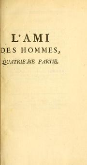 Cover of: L' ami des hommes by Victor de Riquetti marquis de Mirabeau