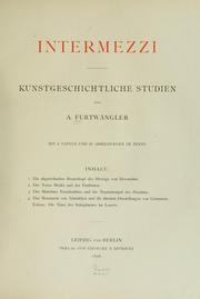 Cover of: Intermezzi: kunstgeschichtliche Studien ...