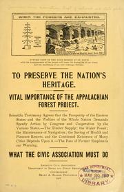 Cover of: To preserve the nation's heritage by American Civic Association. Dept. of National and State Parks