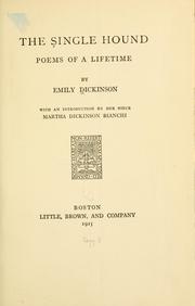 Cover of: The single hound by Emily Dickinson