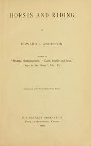 Cover of: Horses and riding by Anderson, Edward L.