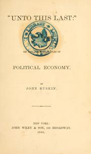 Cover of: "Unto This Last" by John Ruskin