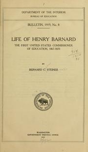 Cover of: Life of Henry Barnard: the first United States commissioner of education, 1867-1870