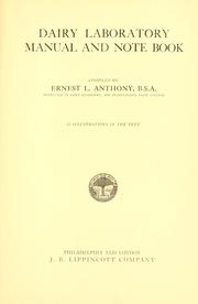 Cover of: Dairy laboratory manual and note book by Ernest L. Anthony