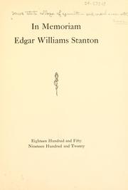 Cover of: In memoriam, Edgar Williams Stanton, eighteen hundred and fifty, nineteen hundred and twenty. by Iowa State College.