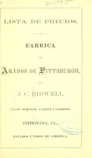 Cover of: Lista de precios ... by J. C. Bidwell