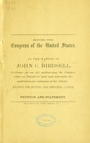 Cover of: Before the Congress of the United States. by John C. Birdsell