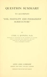 Cover of: Question summary to accompany "Soil fertility and permanent agriculture,"