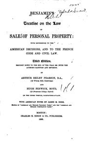 Cover of: Benjamin's Treatise on the Law of Sale of Personal Property: With References ...