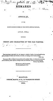 Cover of: Remarks on Article IX., in the Eighty-fourth Number of the North American Review: (July, 1834 ...