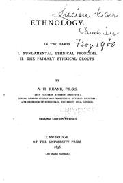 Cover of: Ethnology: In Two Parts: I. Fundamental Ethnical Problems. II. The Primary ...