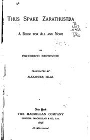 Cover of: Thus Spake Zarathustra: A Book for All and None by Friedrich Nietzsche
