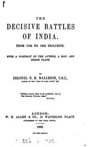 Cover of: The Decisive Battles of India: From 1746-1849 Inclusive