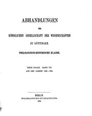 Cover of: Abhandlungen der königlichen Gesellschaft der Wissenschaften zu Göttingen