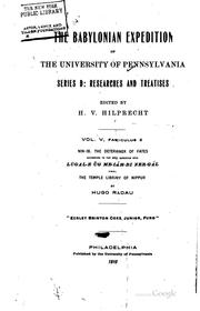 Cover of: The Babylonian Expedition of the University of Pennsylvania