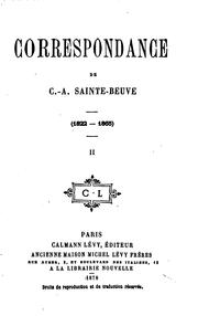 Cover of: Correspondance de C.-A. Sainte-Beuve (1822-1865)