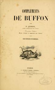 Cover of: Compléments de Buffon by R. P. Lesson