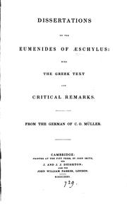 Cover of: Dissertations on the Eumenides of Æschylus